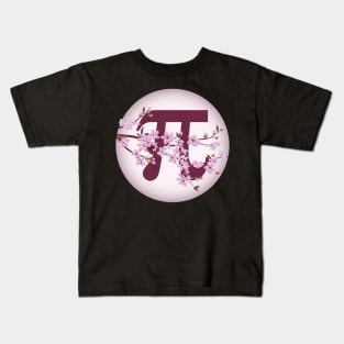 Math Day : Pi Symbol with Floral Pattern Kids T-Shirt